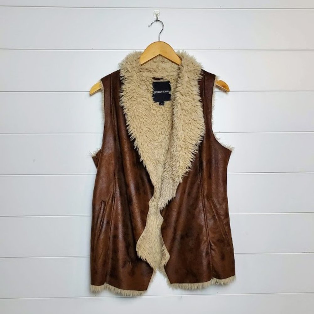 Brown and Tan Suedette Vest